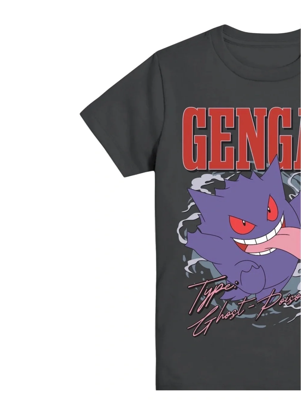 Gengar Graphic Tee in Charcoal with Purple Print